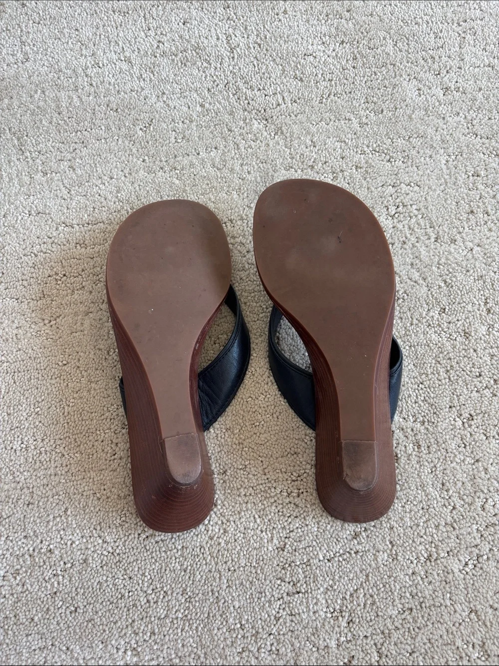 Navy Blue Wedge Sandals with Gold Accent